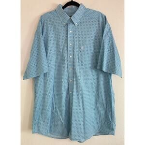 Ariat Hardenbeck Western Print Short Sleeve Blue Button Down XXLT